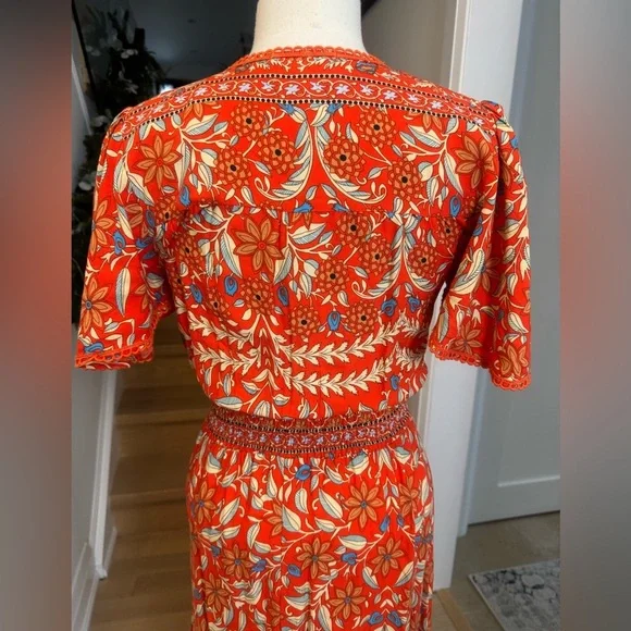 Anthropology Abel The Label Elegant Floral V-Neck Asymmetrical Dress S - Picture 5 of 10